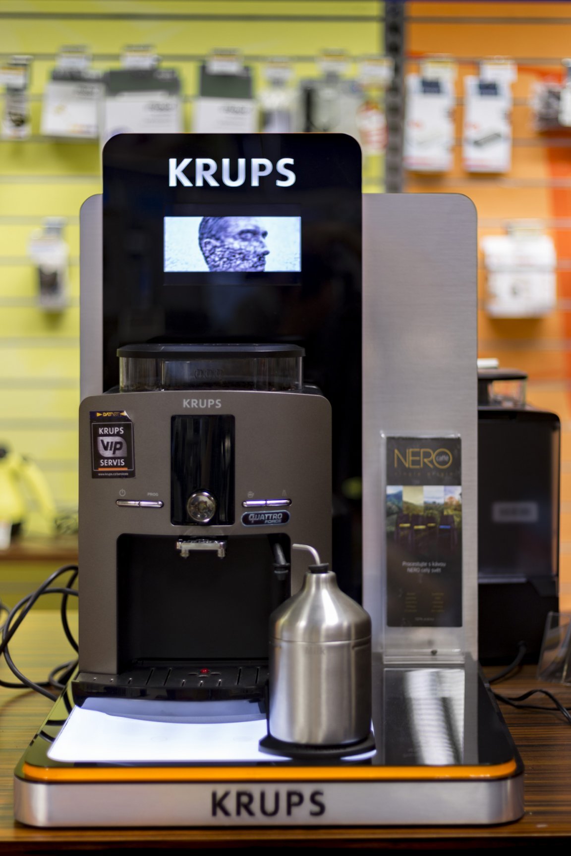 Displays for presentation of KRUPS coffee makers